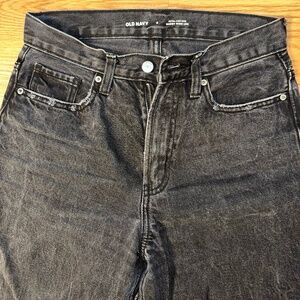 Distressed Black Wide Leg Jean